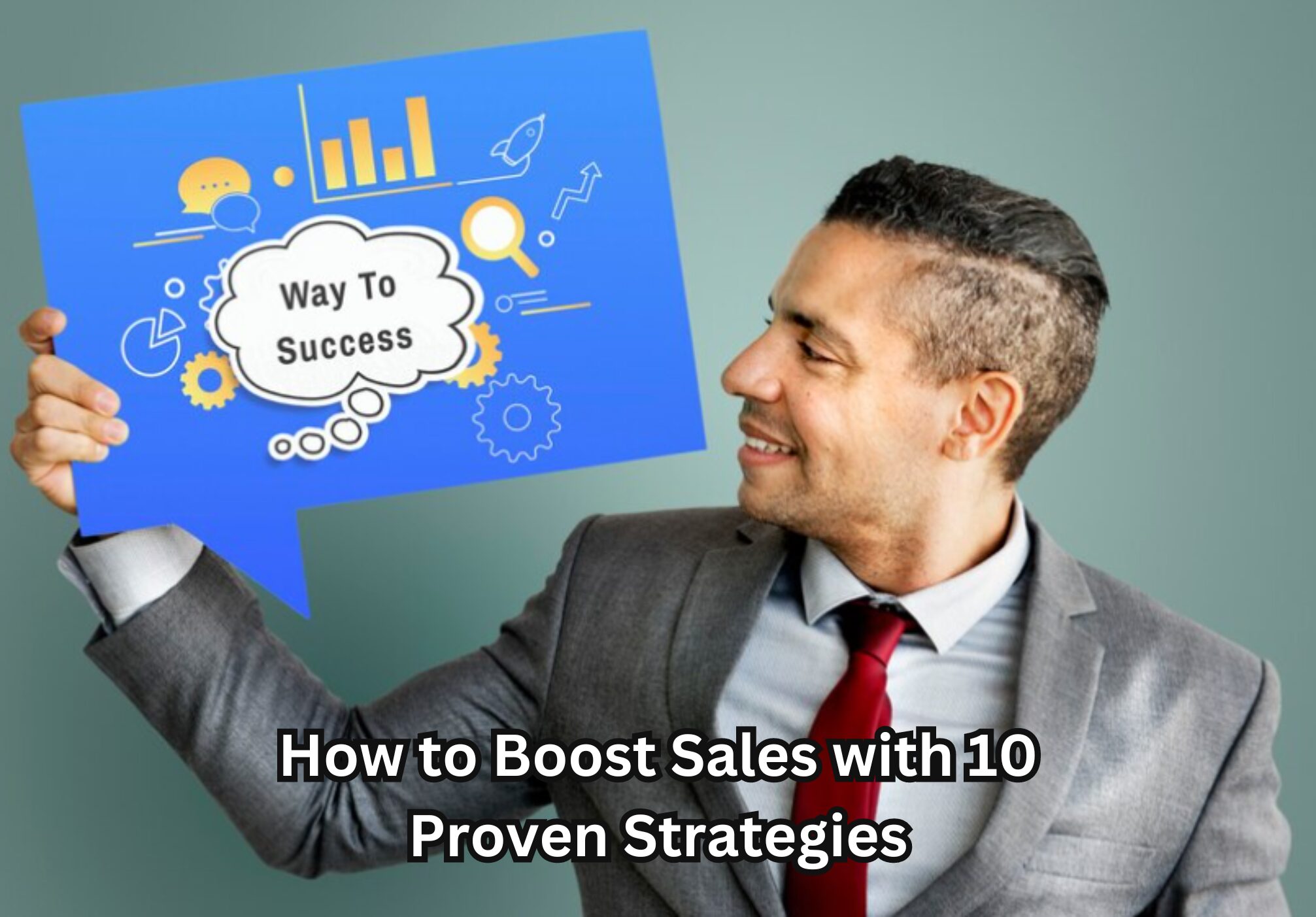 A professional in a dynamic sales environment, demonstrating strategies on how to boost sales, with graphs and charts in the background.