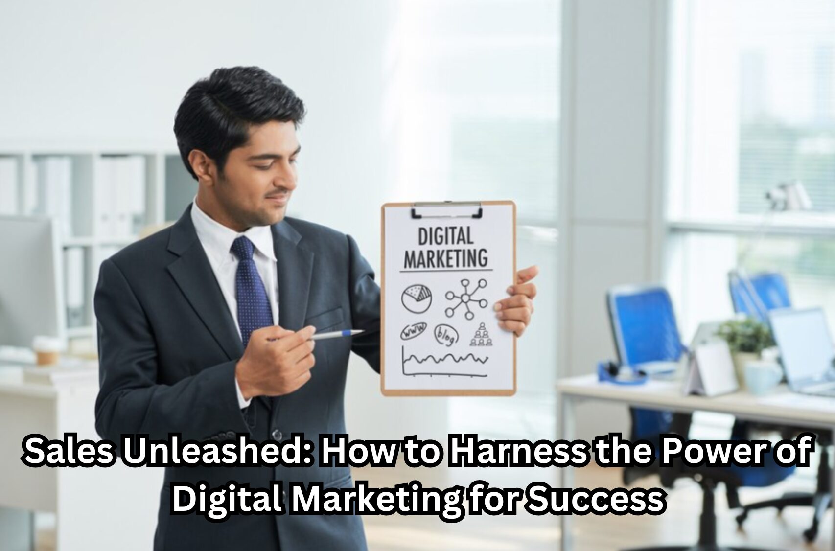 Digital marketing tools and strategies leading to business success, representing the concept of 'Digital Marketing for Success' for the blog 'Sales Unleashed: How to Harness the Power of Digital Marketing for Success.